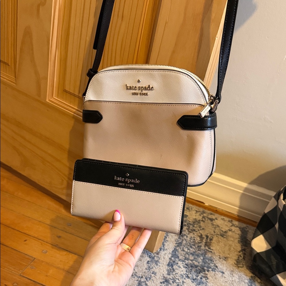 kate spade Black and Cream Crossbody Bag with Wallet